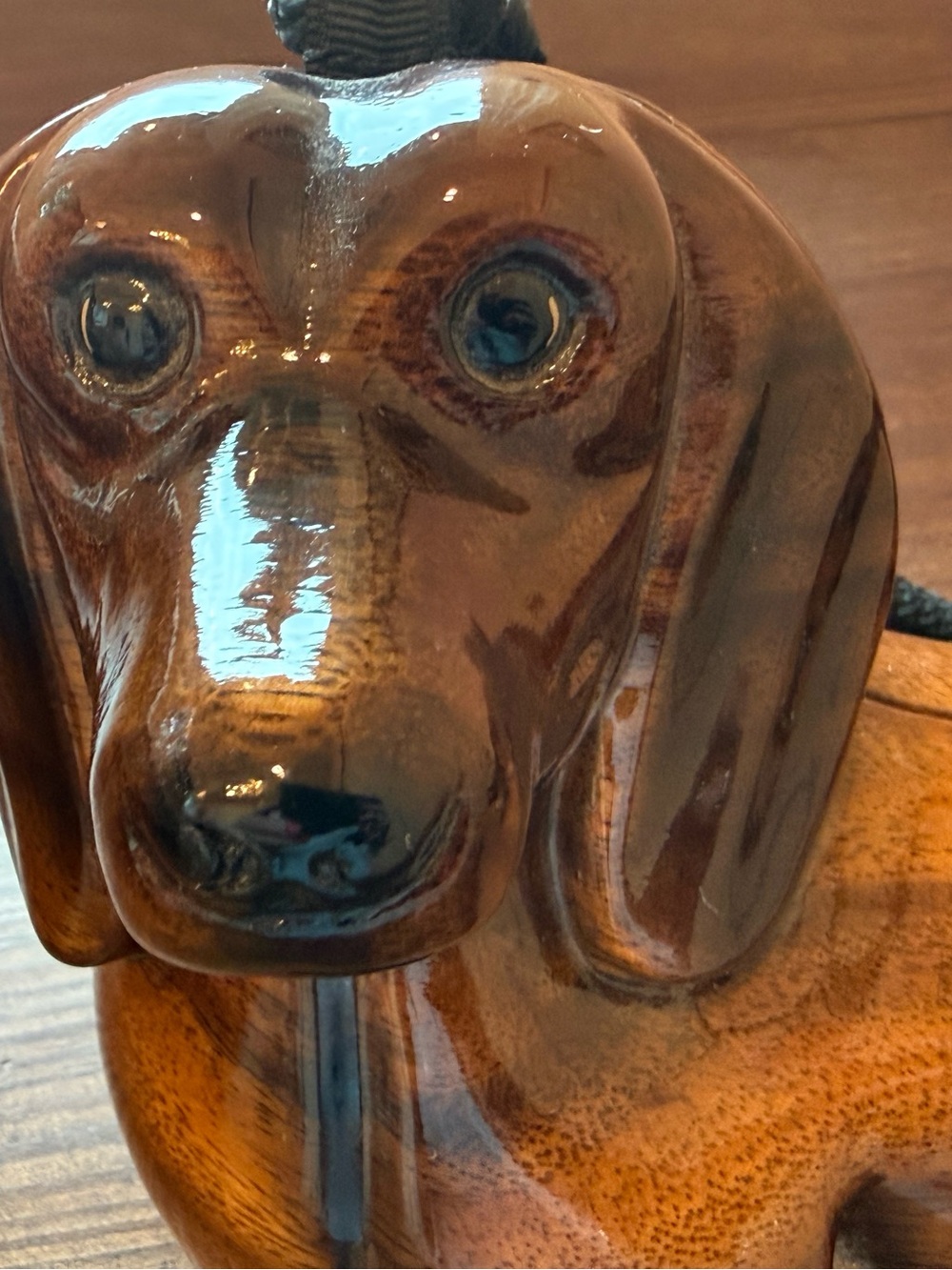 Wooden Dachshund Crossbody Bag in Brown - Picture 3 of 5